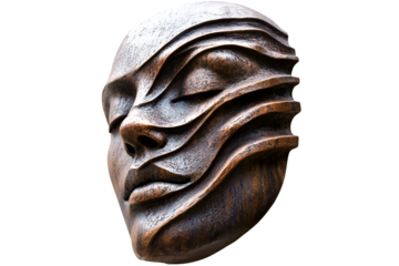 Serene Bronze Mask Abstract Face Sculpture Peaceful Tranquil Art