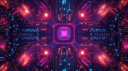 Quantum AI Chip Processing Futuristic Intelligence Image