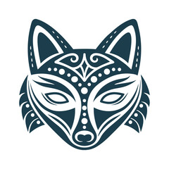 Inari Fox Mask Vector Illustration - Inari (稲荷) – A fox mask with geometric ear and tail flourishes