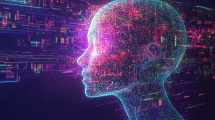 Fototapeta premium Quantum Computing AI Chip Forming Intricate Cybernet