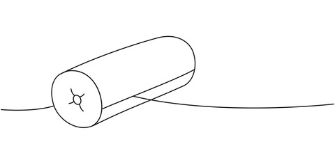 Bolster pillow one line continuous drawing. Warm cozy pillow. Vector illustration.