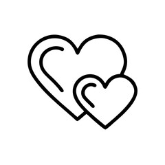 Two hearts intertwined outline illustration symbolizing love and connection in simple black lines art design