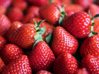 Fresh Ripe Strawberries Piled Together for Sale