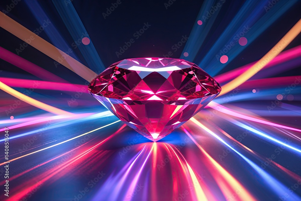 Poster Dynamic Ruby and Sapphire Visuals with Graceful Light Trails Crafting a Captivating Spectrum of Animated Energy