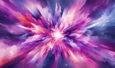 Fototapeta premium Colorful cosmic explosion, nebula background, energy burst, abstract art, design element