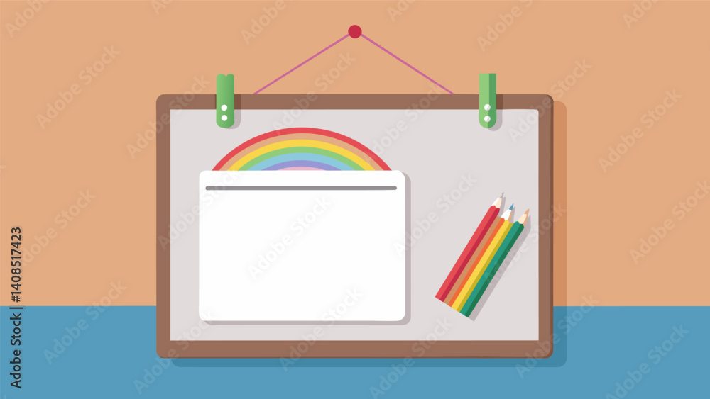Poster a miniature whiteboard with rainbow markers hangs on the door allowing for daily doodles and message