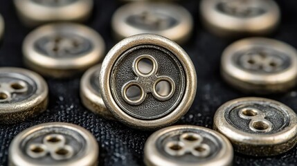 Obraz premium Close-up of decorative metal buttons with a unique symbol.