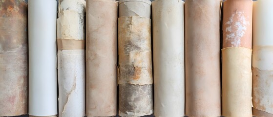 Obraz premium Aged Paper Rolls Texture Background Vintage Antique