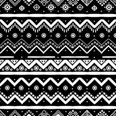 Black and white Ethnic seamless in native style. Vector pattern with African art decoration tribal geometric shape symbols. Folk background vector. Tent boarder backdrop. Abstract Aztec line motif