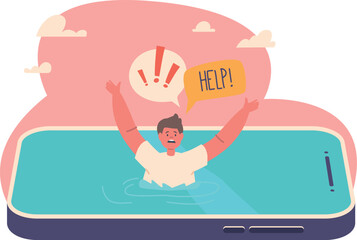 Child drowning in smartphone screen