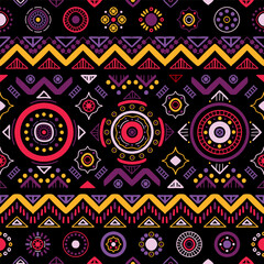 Ethnic seamless in native style. Vector pattern with African art decoration tribal geometric shape symbols. Folk background vector. Tent boarder backdrop. Abstract Aztec line motif