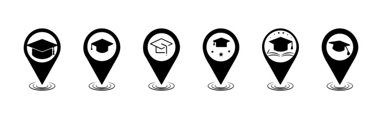 School Location Pin Icon – Education Map Marker Symbol, for Back to School