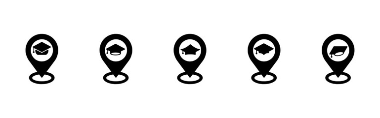 School Location Pin Icon – Education Map Marker Symbol, for Back to School