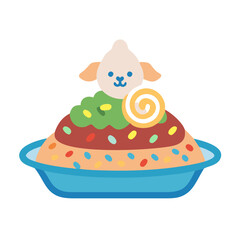 Cute Cartoon Food with Animal Character on Plate