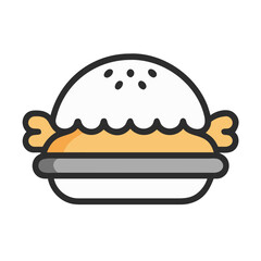 Cartoon Burger Vector Icon Illustration on Black Background