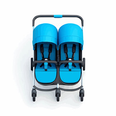 Naklejka premium Double Baby Stroller, Top View Illustration