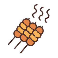 Grilled Meat Skewers with Steam, Delicious Appetizer Icon