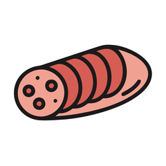 Salami Sausage Icon, Food Meat, Sliced Salami Illustration