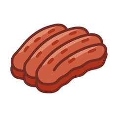 Cartoon Sausages Illustration Isolated on Black Background