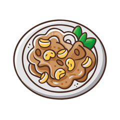 Delicious cartoon Pad See Ew noodle dish illustration