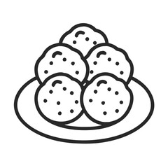 Falafel balls in a dish line art illustration