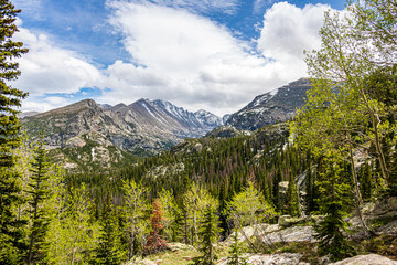 Beautiful mountain scenery from Rocky Mountain National Park in the spring season.