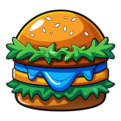 Cartoon Burger Illustration with Unusual Blue Cheese Sauce