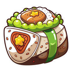 Colorful Cartoon Sushi Roll with Star Design Element