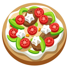 Delicious Vegetarian Pizza with Fresh Vegetables and Cream Cheese