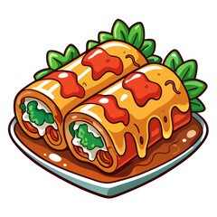 Delicious Cannelloni Cartoon Illustration with Tasty Filling