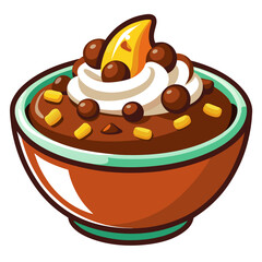 Cartoon Brownie Sundae Bowl with Whipped Cream and Candies