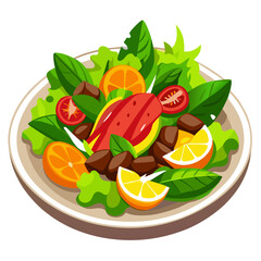 Fresh salad with citrus fruits and leafy greens