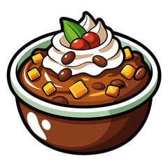 Sweet dessert bowl cartoon illustration with toppings