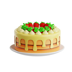 Cream and Strawberry Mom’s Cake with Toppings