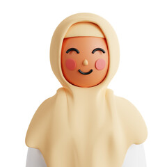 Muslim Mother Holding Baby with Happy Face