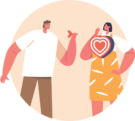 Love relationship building vector illustration