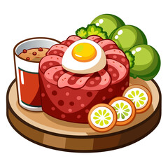 Yukhoe Korean Beef Tartare with Egg Yolk Graphic