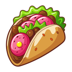 Cartoon Taco Vector Illustration with Meat and Vegetables