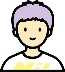 Icon single vector art people black line and color man woman pastel