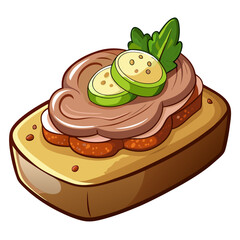 Savory cartoon sandwich with meat, zucchini and greens