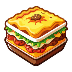 Isometric Lasagna Illustration, Italian Food, Vector Graphic Design