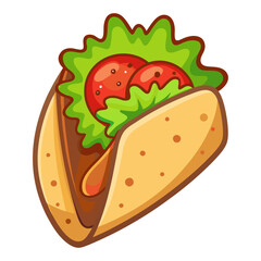 Cartoon Taco Image with Lettuce and Tomato