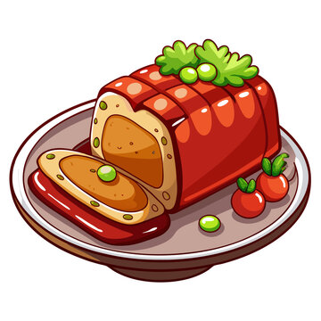 cartoon roast beef on plate clip art preview