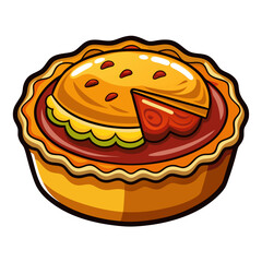 Illustration of a delicious pie with a slice cut