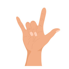 Human positive hands and fingers gesture rock and roll