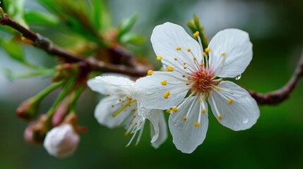 Fototapeta premium Delicate springtime blossoms on a branch.