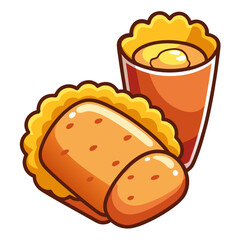 Vector Image of Cartoon Sweet Treats and Drink
