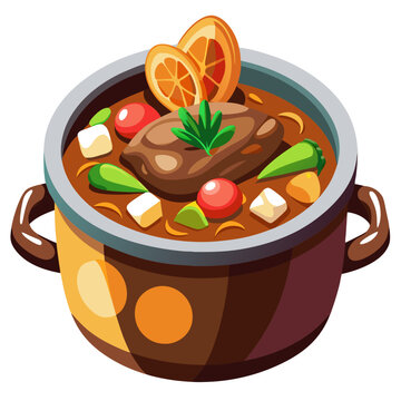 isometric stew pot orange slices clip art preview