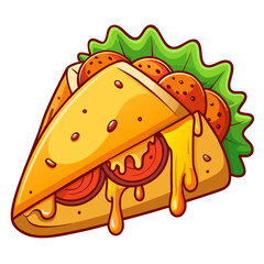 Cartoon Quesadilla with Meatballs and Cheese Illustration