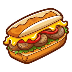 Delicious Meatball Sub Sandwich with Cheese and Vegetables